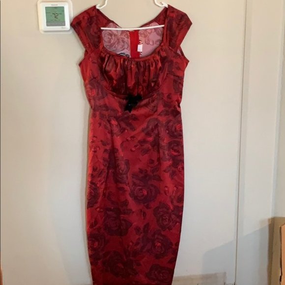 Pinup Couture Dresses & Skirts - Red Rose Wiggle Dress Pinup Wiggle Couture Rockabilly 50s